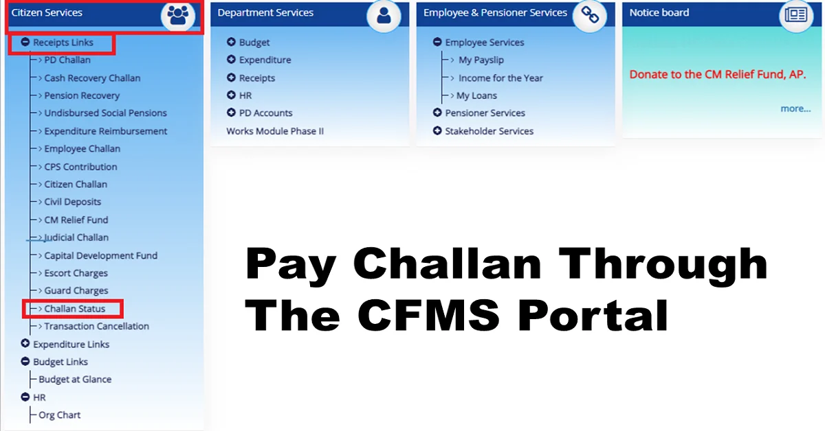 How to Pay Challan through CFMS portal?