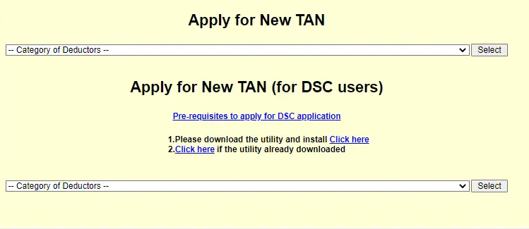 how to apply for new tan,