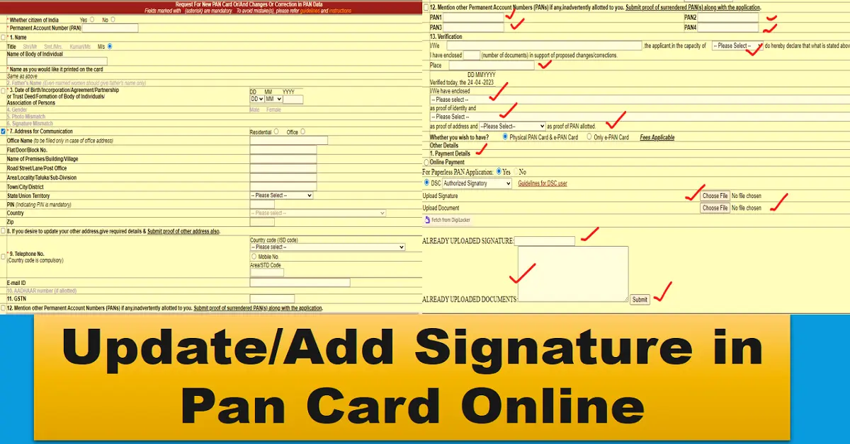 Add Signature in Pan Card,