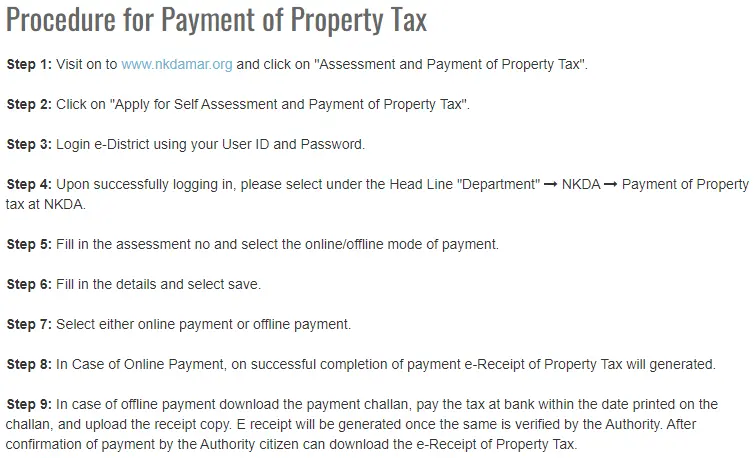 NKDA Property Tax Payment