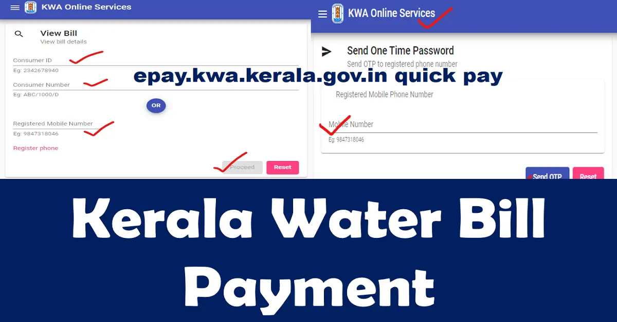 Kerala Water Bill Payment Online at epay.kwa.kerala.gov.in quick pay