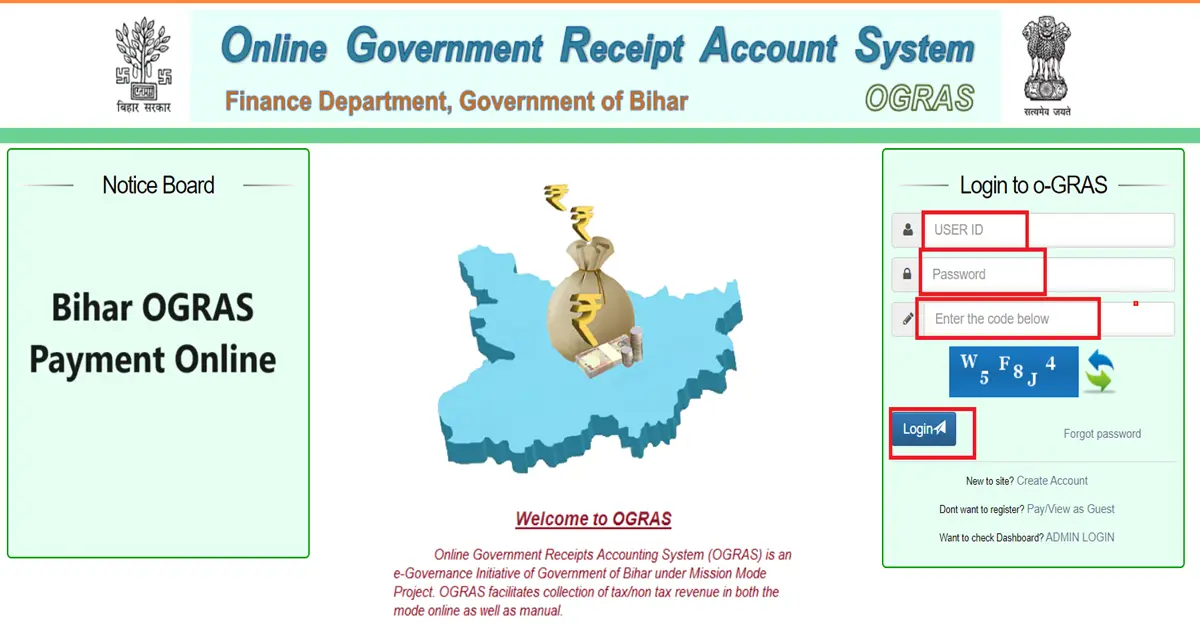 Bihar OGRAS Payment Online at e-receipt.bihar.gov.in