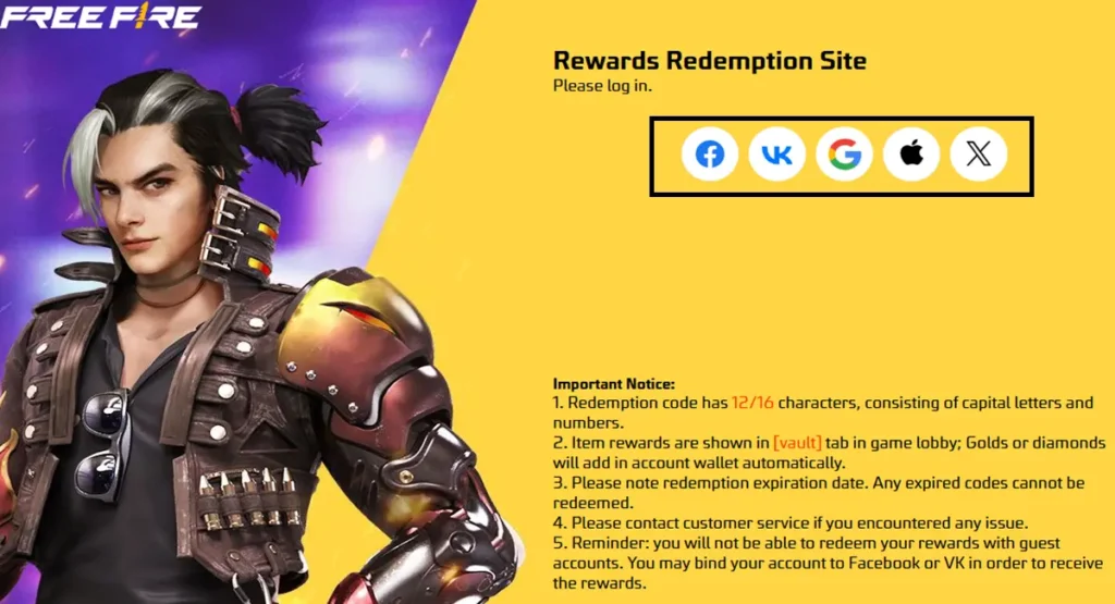 free fire max redeem code